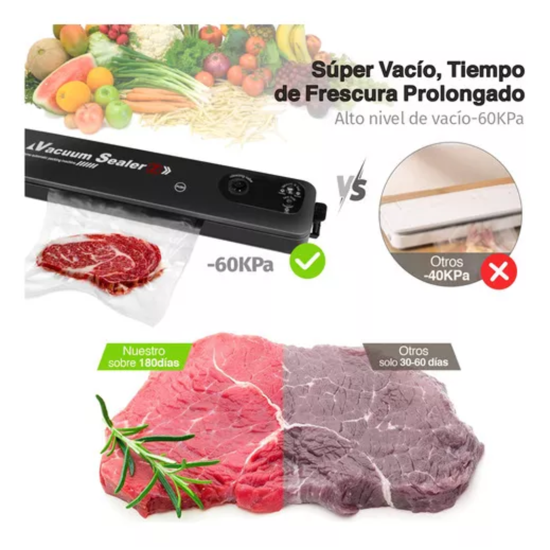 Comparación de succión 60 kPa frente a selladoras básicas de 40 kPa