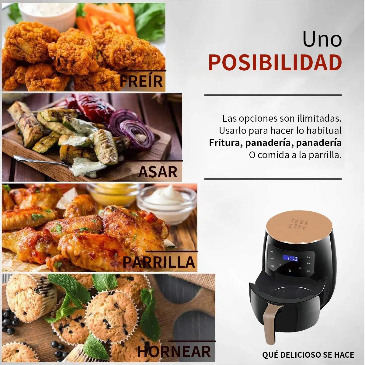 Freidora de Aire 6 Litros canastilla