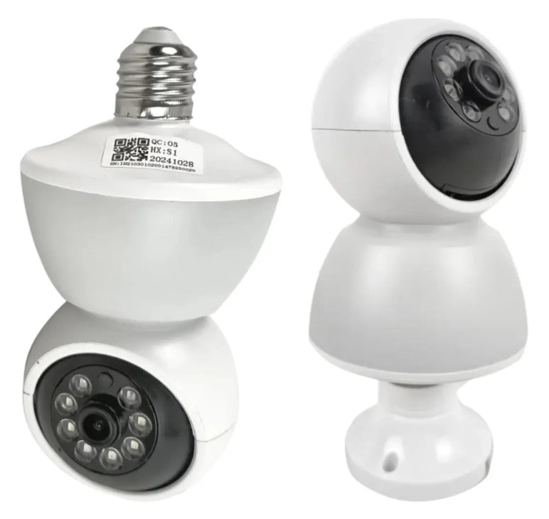 Cámara de seguridad WiFi tipo ampolleta con base E27 y visión 360