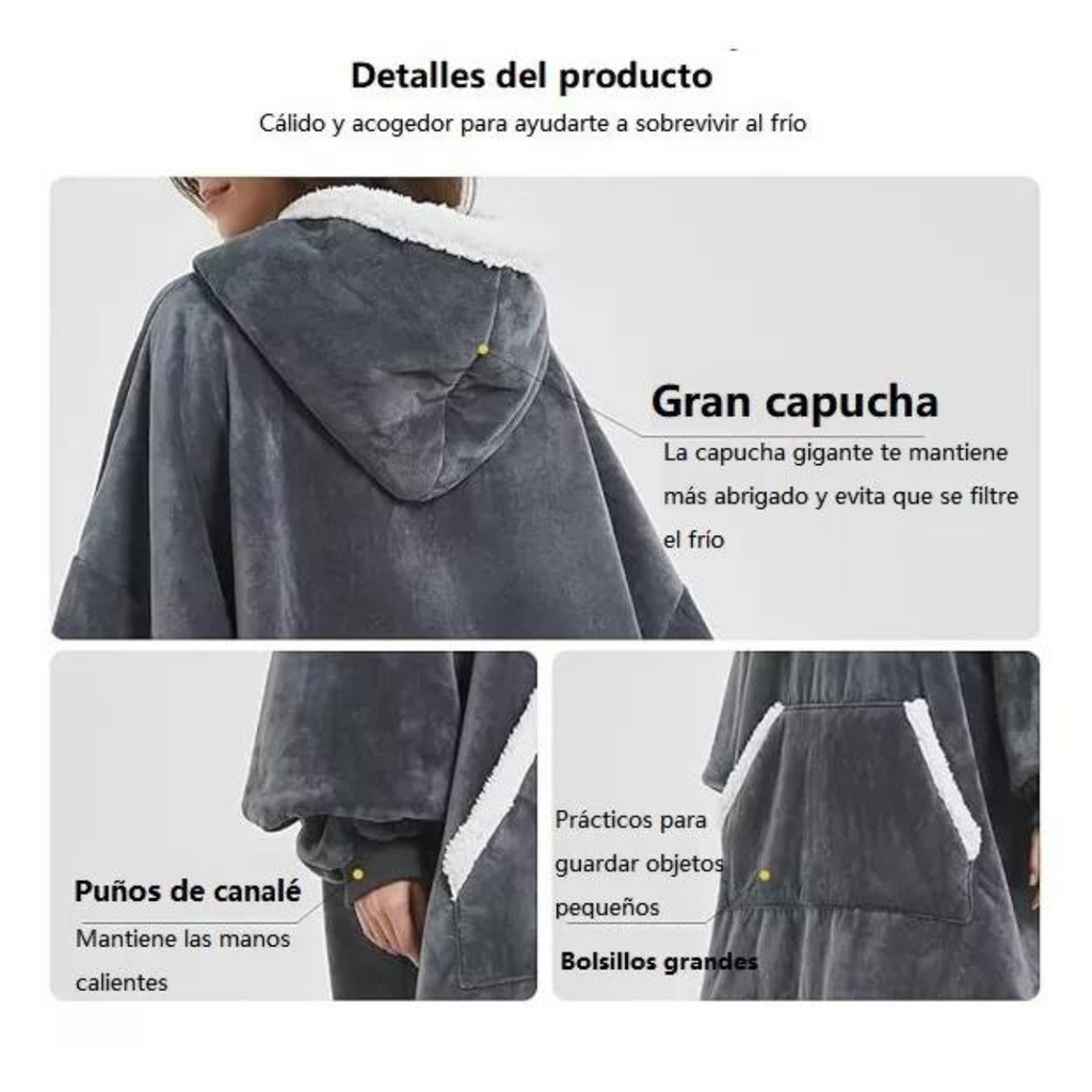 Abrigo Polar con Mangas y Bolsillo