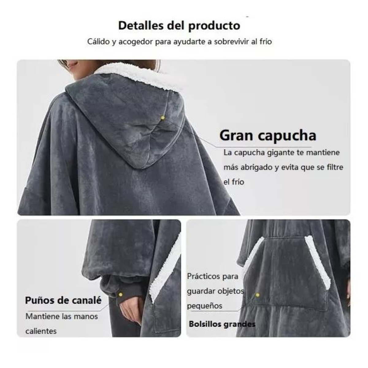 Abrigo Polar con Mangas y Bolsillo